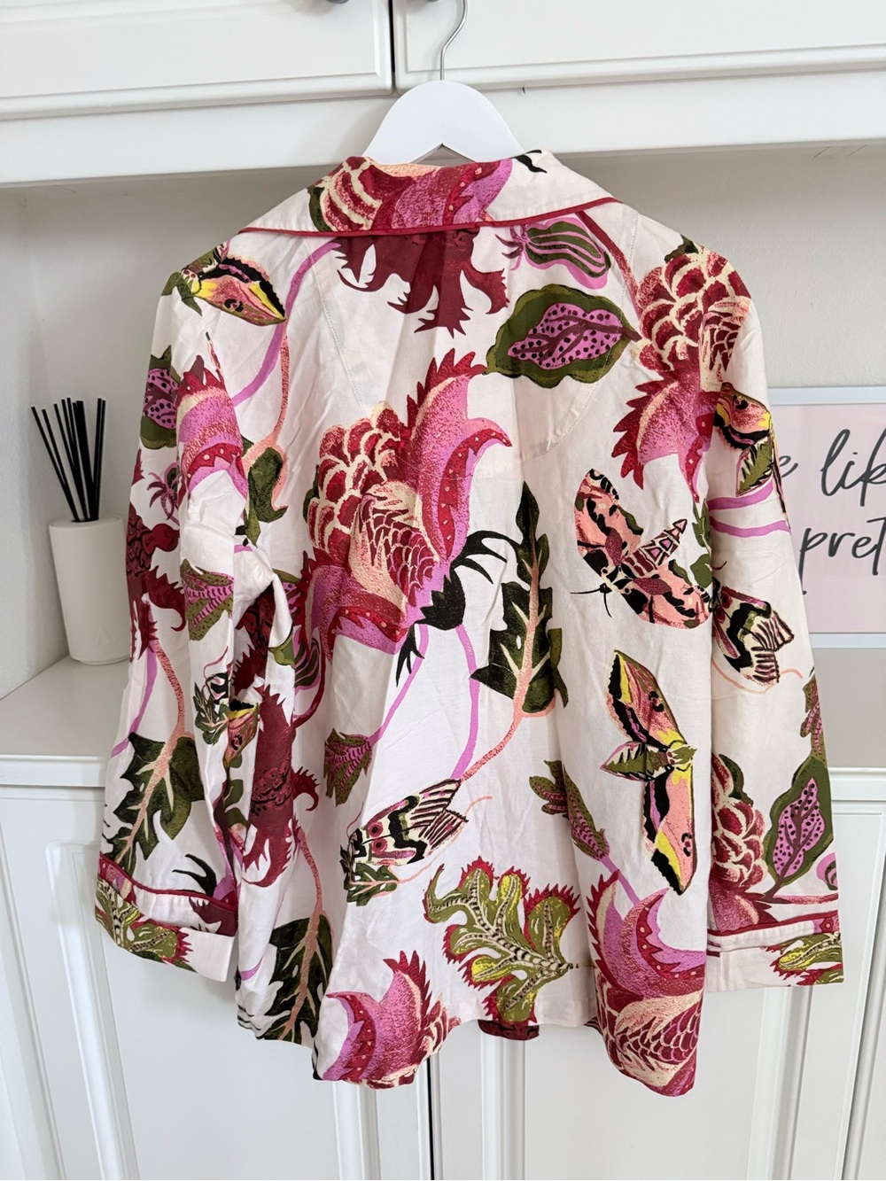 Anthropologie Pink, Green & Cream Floral Button-Up Pajama Top - Picture 5 of 5